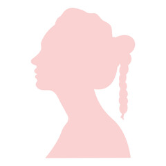 Woman pink silhouette. multiethnic diversity women and girls face vector isolated.