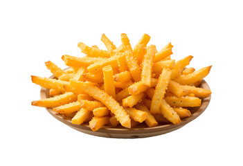 Fototapeta premium Crispy French Fries on Plate Isolated on Transparent Background.