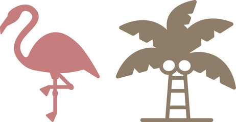 フラミンゴ　ヤシの木　アイコン