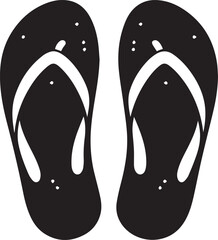 Black and White Flip-Flops Vector Silhouette 