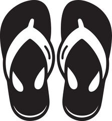 Black and White Flip-Flops Vector Silhouette 