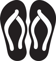 Black and White Flip-Flops Vector Silhouette 