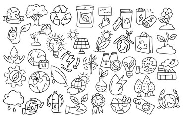 earth day ecology hand drawn icon set