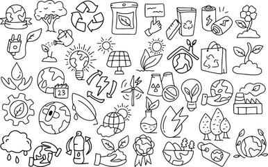 earth day ecology hand drawn icon set