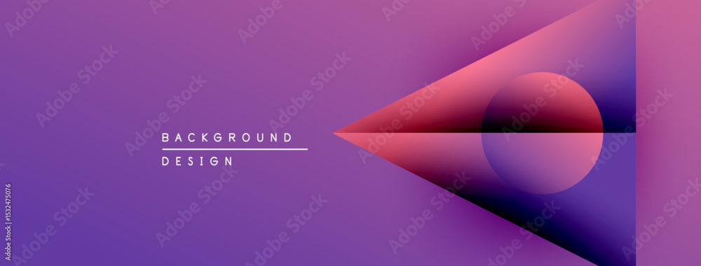 Aufkleber Abstract purple background features geometric shapes, gradients. Modern design elements create dynamic visual impact. Minimalist text present.