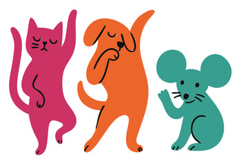 Birthday Party Dancing Animal Friends Dog, Cat and Mouse