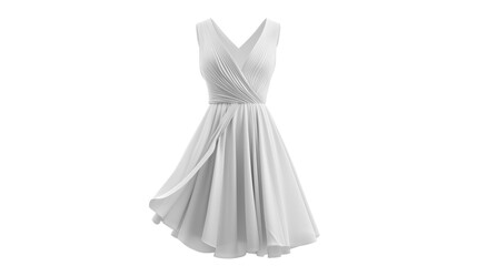 3D summer dress with clean folds, smooth modeling, fashion minimalism, white background, PNG