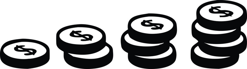 Coin icon. Profit growth icon. Vector