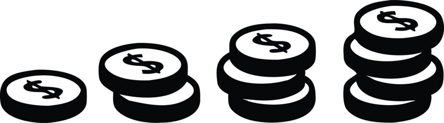 Coin icon. Profit growth icon. Vector
