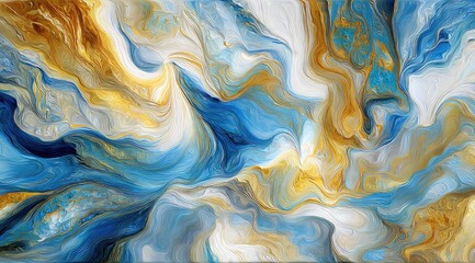 Celestial Azure and Golden Earth Abstract Swirls