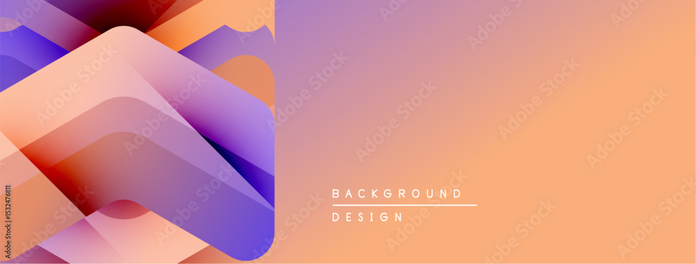 Poster abstract fluid shapes overlap, creating vibrant gradient effect. peach, purple hues dominate design.