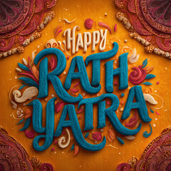 orange Rath Yatra,रथ यात्रा, design with happy rat yatra ords over abstract vibrant color backgrond