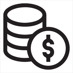 Gold Dollar Coin Icon – Currency and Wealth Vector EPS 10