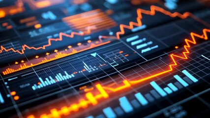 Financial Data Analysis: Digital display showcasing real-time stock market data with upward trending graph, financial analysis in the glow of stock market's dynamic heartbeat. - Powered by Adobe