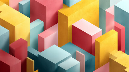 Obraz premium Vibrant 3d Geometric Abstract Shapes in Pastel Color Tones
