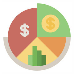 Dollar Coin and Bar Chart Icon &ndash; Financial Statistics and Growth Vector EPS