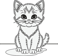 Adorable Kitten Coloring Page Simple Line Art for Creative Fun