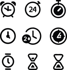 Clock and time icons set. Vector illustration