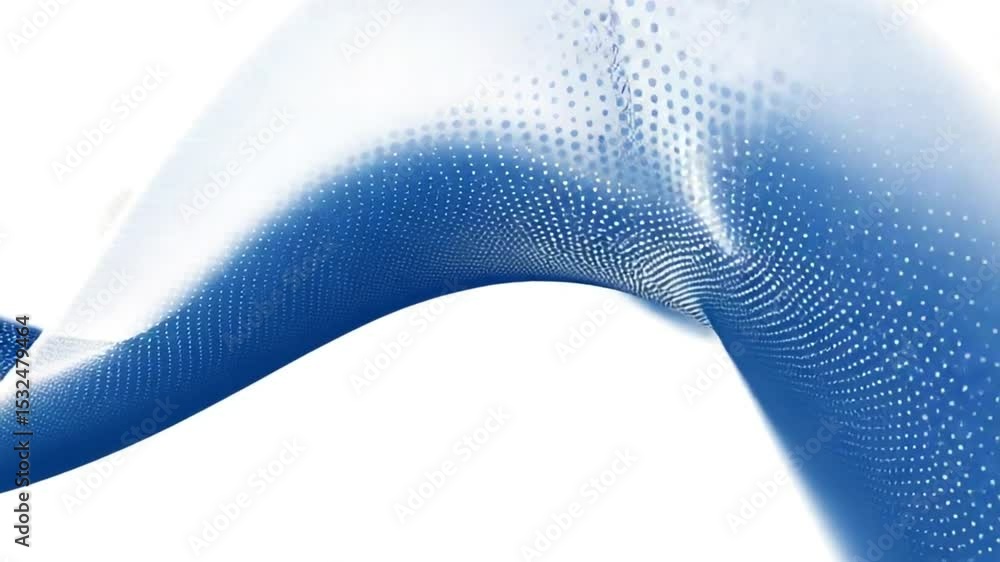 Poster dynamic wave pattern of blue halftone dots against a clean white backdrop video