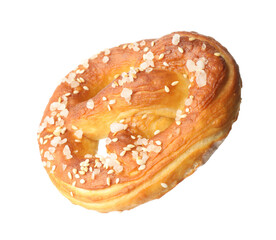 Tasty pretzel with salt isolated on white