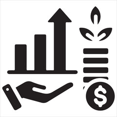 Financial Growth Icon – Stack of Dollar Coins and Chart Arrow EPS 10