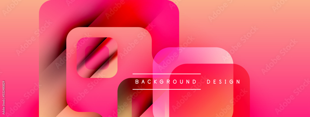 Aufkleber abstract geometric shapes, vibrant pinks, oranges create modern background. smooth gradients, overla