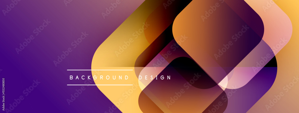 Aufkleber Abstract gradient shapes overlap, creating dynamic purple, orange visual. Modern design element for backgrounds, presentations.