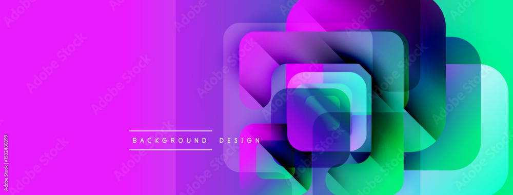 Aufkleber Abstract vibrant rectangles overlap. Gradient colors transition from purple to green. Modern design elements create dynamic visual effect.