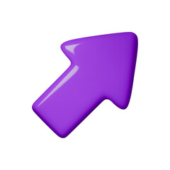 Shiny purple 3D arrow vector illustration, perfect for business presentations, infographics, and web design. Modern, dynamic symbol to denote growth or direction. Trendy graphics.