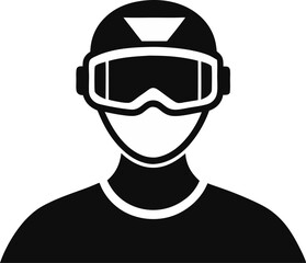 Person Wearing VR Headset Silhouette Vector Illustration
