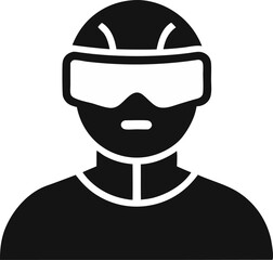Person Wearing VR Headset Silhouette Vector Illustration