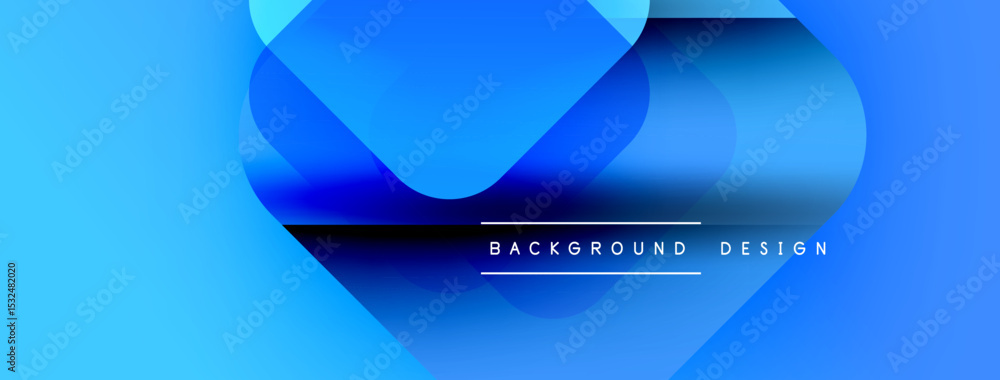Aufkleber abstract blue shapes overlap, creating dynamic fluid design. gradient colors suggest depth, modern a