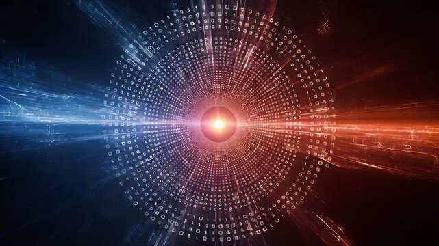Circular binary code design splits blue and red. Central light