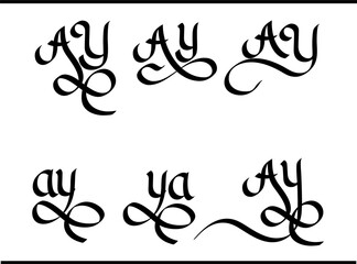 Elegant AY Letter Calligraphy Logo Design: Interlocked A and Y Monogram Ideas