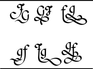 GF Letter Logo – Stylish Overlapping G and F Letters in Modern Calligraphy Vector Style
