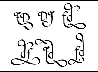 FD Monogram Logo – Decorative Vector Logo with Intertwined F and D Letters in Script Calligraphy