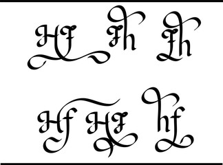 HF Logo – Elegant Calligraphy Monogram with Interlocked H and F Letters on White Background