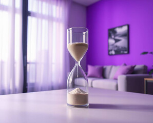 Modern Living Room Hourglass on Floor | Sands of Time Minimalist Home Decor Isolated Render