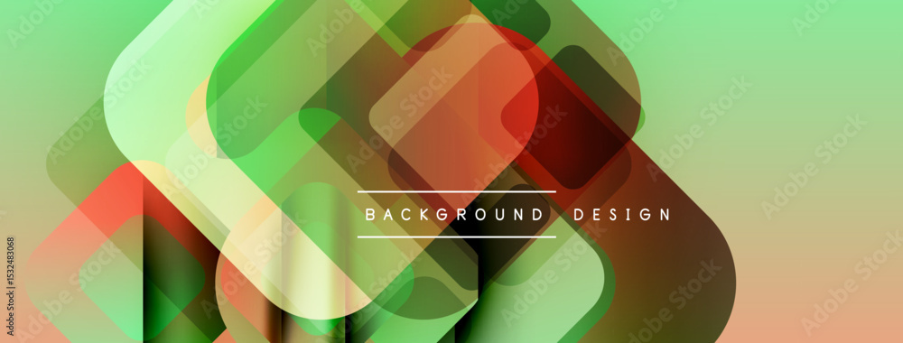 Poster abstract geometric shapes overlap. green, orange hues dominate design. modern background texture cre