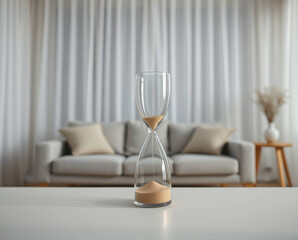 Modern Living Room Hourglass on Floor | Sands of Time Minimalist Home Decor Isolated Render