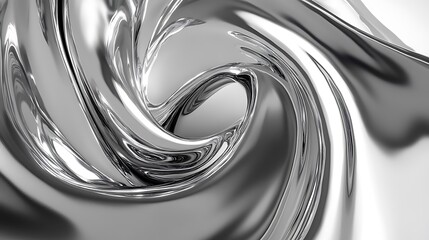 Silver metal waves with water drops in abstract motion