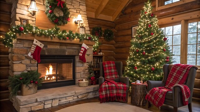 christmas tree with fireplace