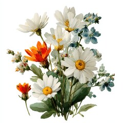 Watercolor Wildflower Bouquet Illustration.