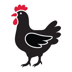 chicken icon silhouette vector illustration, rooster hen icon vector isolated on a white background 