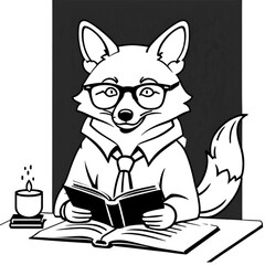 勉強中のキツネ｜Studious Fox