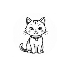 Obraz premium 首輪をつけた座り猫｜Sitting Cat with Collar