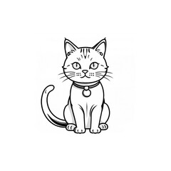 首輪をつけた座り猫｜Sitting Cat with Collar