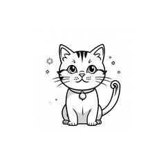 シンプルな子猫の線画｜Simple Kitten Line Art