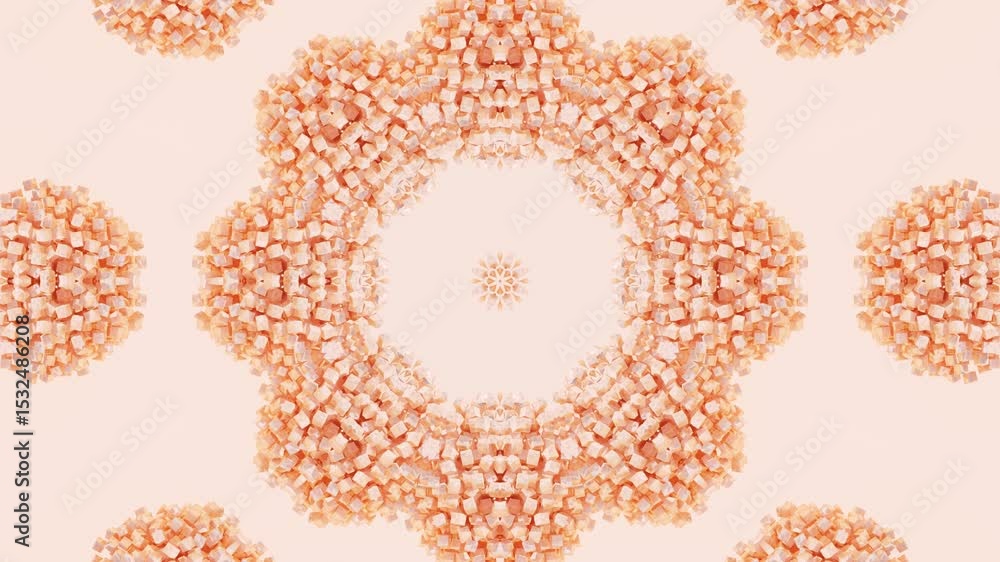 Poster dynamic kaleidoscopic animation with complex geometric patterns and abstract ornaments in 3d style f