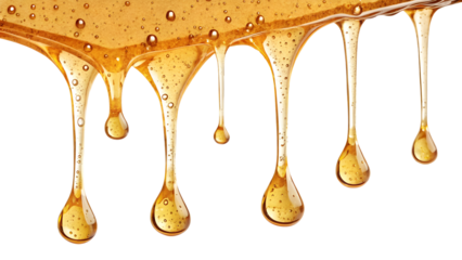 drop dripping, honey hanging and dangling  isolated on transparent background